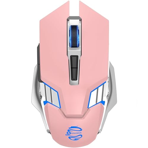 Bluetooth Wireless Gaming Mouse, RGB Rechargeable USB Wireless Mouse, Quiet Click, LED Backlit, Ergonomic, with Side Button, DPI Adjustable Computer Mice for Laptop PC MacBook Chromebook - Pink - color: pink