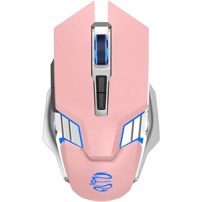 Bluetooth Wireless Gaming Mouse, RGB Rechargeable USB Wireless Mouse, Quiet Click, LED Backlit, Ergonomic, with Side Button, DPI Adjustable Computer Mice for Laptop PC MacBook Chromebook - Pink - color: pink