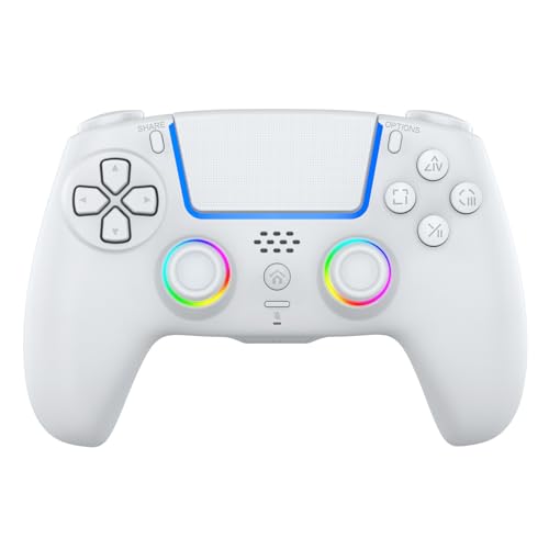 Anti Stick Drift Wireless Controller for PS5,Windows PC, BluetoothGaming Gamepad with Turbo Function, 6-Axis Gyro, Dual motor Vibration, Programmable Paddles, Touchpad, 3.5mm Headset Jack. - color: WHITE2