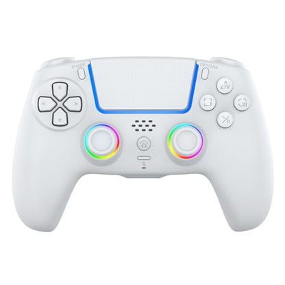 Anti Stick Drift Wireless Controller for PS5,Windows PC, BluetoothGaming Gamepad with Turbo Function, 6-Axis Gyro, Dual motor Vibration, Programmable Paddles, Touchpad, 3.5mm Headset Jack. - color: WHITE2