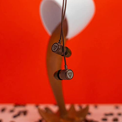 LUDOS Ultra Wired Earbuds in-Ear Headphones, 5 Years Warranty, Earphones with Microphone, Noise Isolating Ear Buds, Memory Foam for iPhone, Samsung, School Students, Kids, Women, Small Ears - Brown - color: Brown, style: 3.5 mm