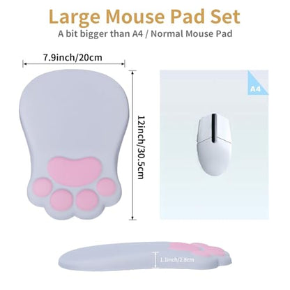 L-SPOUTTO Ergonomic Mouse Pad with Wrist Rest,Cute Mouse Pad Wrist Support | Cat Paw Comfortable Massage Design,Computer Pain Relief Mousepad with Non-Slip PU Base for Desk Laptop Gaming,Grey - color: Grey