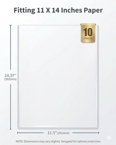 11x14 Toploaders 10ct - Ultra Durable Card Protectors for Graphic Art, Photos & Poster - Crystal Clear PVC, Archival-Safe, Fit 11x14 Inch Sheets - size: 11x14