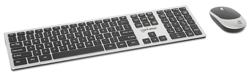 Manhattan Wireless USB Keyboard and Mouse Combo Set - Full-Size, Scissor Key Design, Quiet Typing, 1200 DPI Optical Mouse, Plug & Play Compatibility - 180788 - color: White