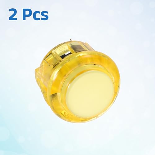 Nexarelle 2 Pcs Arcade LED Lights Push Button (24mm) - 5A 12/24V LED Illuminated Game Push Button for Arcade Machine/Fighting Stick/Video Gaming Controller, Yellow - color: Yellow