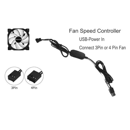 2-Pack 12V Step-Up USB Fan Power Adapter Cable with Speed Control for 3-Pin/4-Pin PC Cooling Fans, 6W with LED Indicators, Input 5V Output 5-12V DC (68inch)