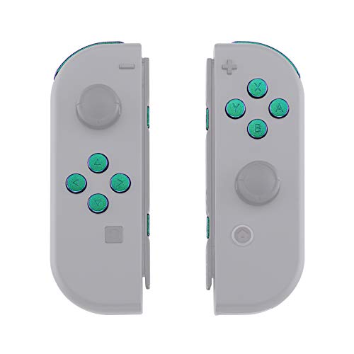 eXtremeRate Green Purple Chameleon Glossy Replacement ABXY Direction Keys SR SL L R ZR ZL Trigger Buttons and Springs, Full Set Buttons with Tools for Nintendo Switch Joycon & Switch OLED Joy con - color: Chameleon Green Purple