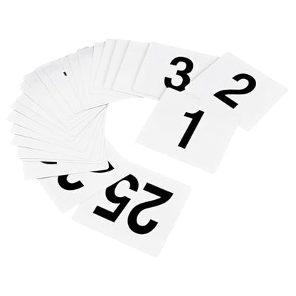 New Star Foodservice 23114 Plastic Double Sided Table Numbers 1-25, 4" x 4" Inch, White with Bold Black Numbers - size: 4 x 4 inches, style: White (1-25)