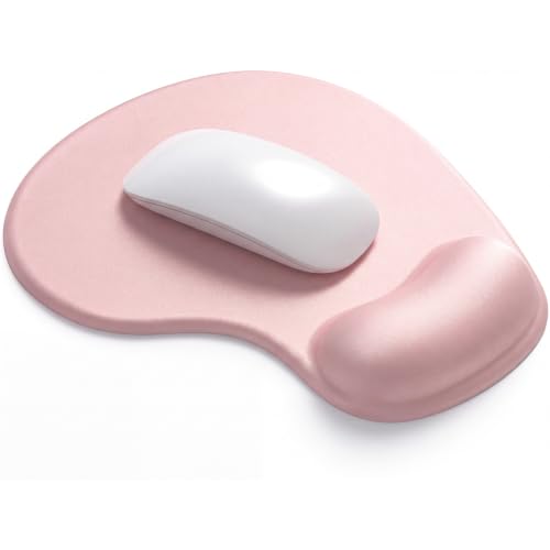 Hsurbtra Ergonomic Mouse Pad with Wrist Rest Support, Gel Mouse Pads with Non-Slip PU Base, Pain Relief Memory Foam Computer Mat, Cute Office Supplies Desk Decro Accessories, Pink - color: Pink, size: Normal