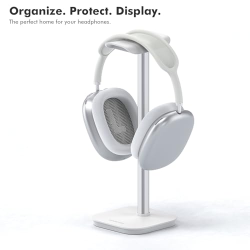 Headphone Stand, Desktop Headset Holder Heavy Base Desk Earphone Stand Aluminum Gaming Headset Hanger Rack Compatible with AirPods Max, AirPods Pro, Sony, Beats, Bose, Razer (White) - color: White