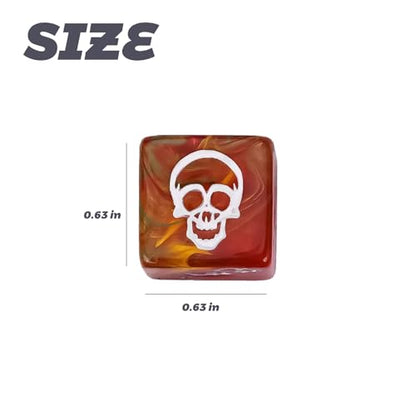 Skull Dice,10 Pieces 16MM Halloween D6 Dice Mini Skull Face,Unique 6 Sided Dice Set Standard Game Dice for MTG DND Tenzi Farkle Yahtzee Bunco or Math Learning(Red) - color: Red