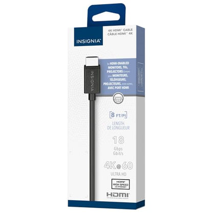 INSIGNIA 4K Ultra HD HDMI Cable – High-Speed 18Gbps, HDR, ARC, Ethernet – Compatible with TV, Monitor, PS5, Xbox, Blu-ray, Laptop (HDMI Cable, 8 ft) - size: 8 ft, style: HDMI Cable