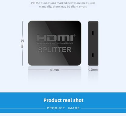 HDMI Splitter 1 in 2 Out [with USB Cable] 4K 1x2 HDMI Splitter Repeat/Mirror Screen Only (Not Extend), 1 Source Extend to 2 Display Devices