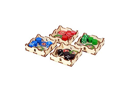 The Broken Token Game Organizer Compatible with The Castles of Burgundy - Wooden Game Organizing Box with Multiple Trays