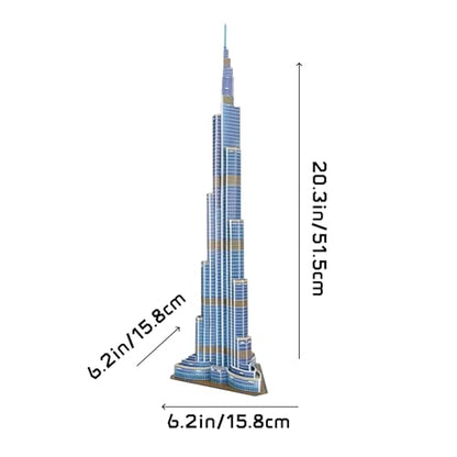 Architecture World Famous of 3D Puzzle.Build Your Own Collection of 17 Global Landmarks (Notre Dame, Colosseum) - Educational DIY Model Kit for Kids & Adults. (Burj Khalifa Tower) - color: Burj Khalifa Tower