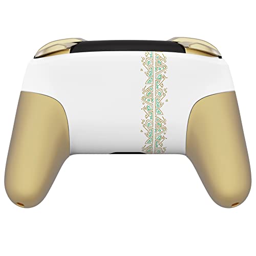 eXtremeRate Glow in Dark - Totem of Kingdom White Faceplate Backplate Handles for Nintendo Switch Pro Controller, Soft Touch Replacement Grip Housing Shell Cover Buttons for Switch Pro Controller - color: Glow in Dark - Totem of Kingdom White