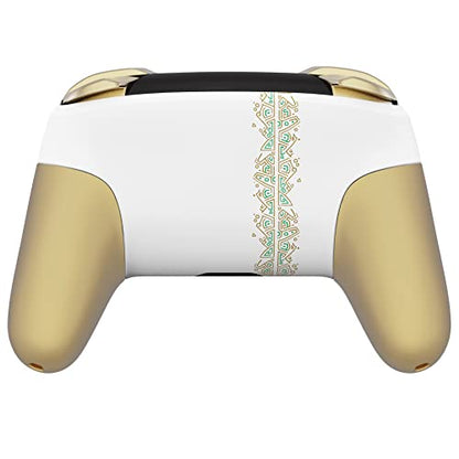 eXtremeRate Glow in Dark - Totem of Kingdom White Faceplate Backplate Handles for Nintendo Switch Pro Controller, Soft Touch Replacement Grip Housing Shell Cover Buttons for Switch Pro Controller - color: Glow in Dark - Totem of Kingdom White