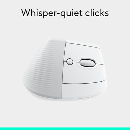 Logitech Lift Vertical Ergonomic Wireless Mouse - Off White | Connect via Bluetooth or included Logi Bolt USB-A receiver, quiet clicks, 4 of 6 buttons customizable, Windows Mac compatible - color: Off White, style: Right-Handed