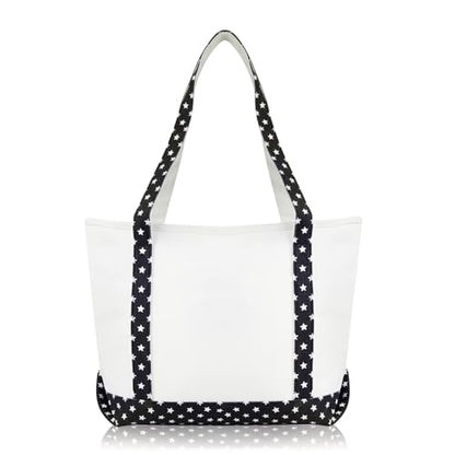 DALIX Daily Shoulder Tote Bag Premium Cotton in Black Star - color: Black Star