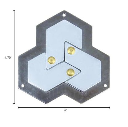 BePuzzled |Hexagon Hanayama Metal Brainteaser Puzzle Mensa Rated Level 4, for Ages 12 and Up