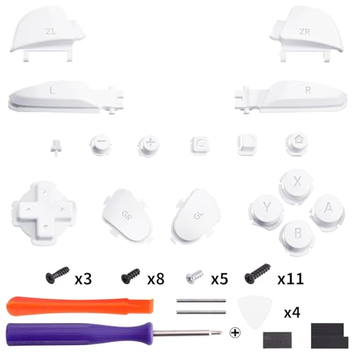 eXtremeRate DIY Replacement Full Set Buttons for Nintendo Switch 2 Pro Controller, Custom ABXY Dpad + - Home Capture Power L R ZR ZL Triggers Sync GL GR Buttons for Switch 2 Pro Controller - White - color: White