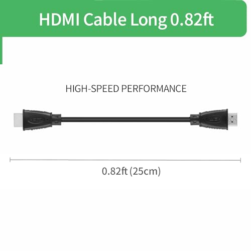 4K Short HDMI Cable 0.82ft/9.85in, High Speed HDMI to HDMI 2.0 Cable 2-Pack | HDMI 2.0 Cable Supports 4K@60Hz, 2K, 1080P, UHD, 3D, Ethernet, ARC – for TV, PS4, Fire TV, Xbox, Monitor - size: 2pcs