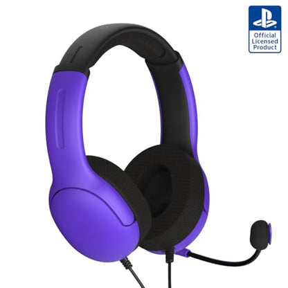 PDP Airlite Wired Gaming Headset for PS5, PS5, PlayStation & PC | Licensed for PlayStation, Noise-Cancelling Flip-to-Mute Mic, Lightweight yet Durable Design, 3.5mm Jack, Ultraviolet Purple - color: Purple, style: Wired