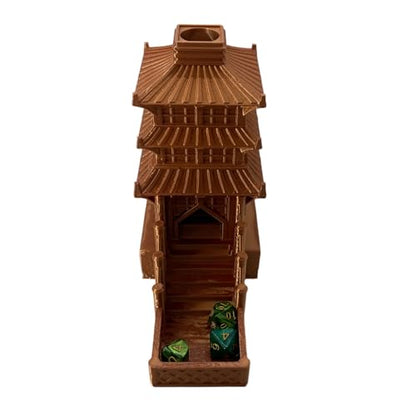 Temple Dice Dice Tower Dungeons and Dragons RPG Tabletop Roleplaying Game Jail DND (Random 7PCS D20 Dice Set Included) (Golden) - color: Color B