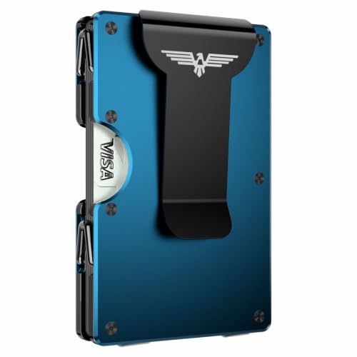 Lenvoten Upgraded Hinged Minimalist Wallet for Men, RFID Blocking Wallet | Slim Metal Aluminum, Credit Card Holder, Money Clip Holds 20 Cards, Premium Scratch-Resistant Finish, Ideal Gift for Men - color: S6-Navy Blue