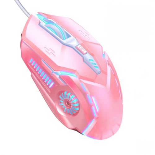 Wired Gaming Mouse, 3200 DPI 6D Wired Optical Mouse, Tactile Click 7-Color Breathing Light Ergonomic Gaming Mouse for PC Laptop Esports (Pink) - color: Pink, size: Audible Click