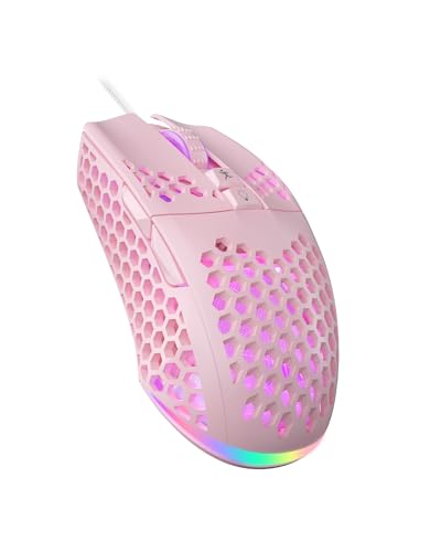 SOLAKAKA SM900 Wired Gaming Mouse with Honeycomb Shell,12800 DPI,7 Programmable Buttons,Lightweight Gaming Mice Ergonomic Computer Mouse Gaming for Windows/PC/Mac/Laptop Gamer (Pink) - color: 2Pink