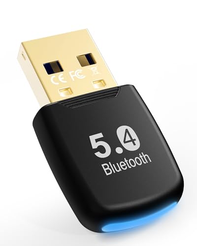 5.4 Bluetooth Dongle - 20M Range USB Adapter for PC, Plug and Play, Supports Laptop Headphones, Keyboard, Mouse - Windows 11/10/8.1