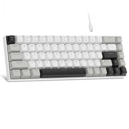 MageGee Portable 60% Mechanical Gaming Keyboard, MK-Box LED White Backlit Compact 68 Keys Mini Wired Office Keyboard with Red Switch for Windows Laptop PC Mac - Grey - color: White Grey/Red Switch