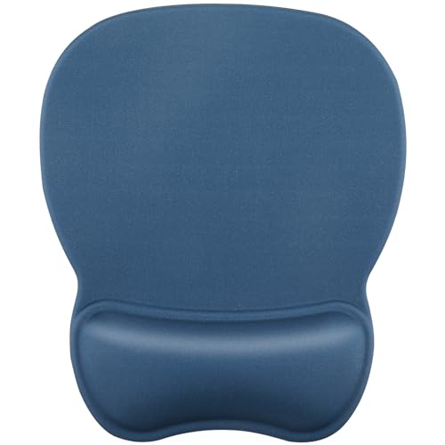 MROCO Ergonomic Mouse Pad with Gel Wrist Rest, 9.4 x 8.1 in, Navy Blue | Ergonomic Shape Design, Multiple Pattern Options, Gel Wrist Comfort, Smooth Lycra Surface, Non-Slip PU Base - color: Navy Blue