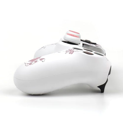 Cat Among Blossoming Branches Design Controller Skin Cover with 2 Thumb Grips Compatible with PS4/Playstation 4 Slim/Pro Controller - color: Cat White Pink