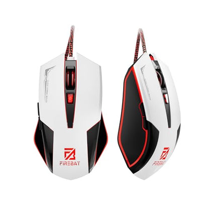 Wired Mouse for Computer and Laptop, Gaming Mouse RGB, Wired Optical Mouse with 6 Programmable Buttons & 7 Backlit Modes, USB Corded Mouse, Right or Left Hand Use - White