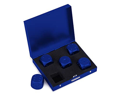 DS.DISTINCTIVE STYLE Aluminum Alloy Dice 5 Pieces 16mm Portable Metal Dices with Case 6 Sided Dice for Party Game - color: Blue, style: Square