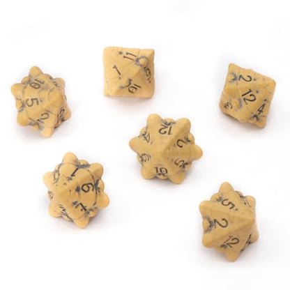 D12 Dice Set - Set of Six 12 Sided Dice - Skull & Bone Themed RPG Dice. Cool & Unique Gift and Compatible with Dungeons & Dragons (DND), D&D, Pathfinder, D and D (Ancient Bone Yellow) - color: Ancient Bone Yellow, style: Six D12