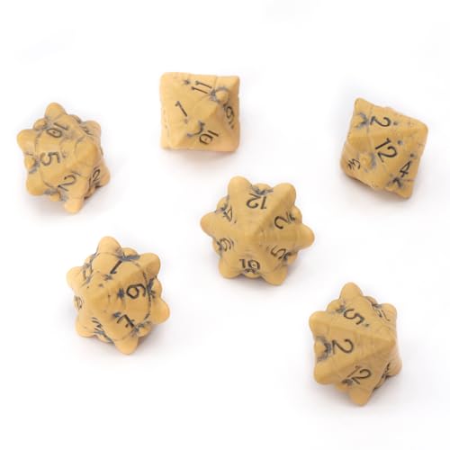 D12 Dice Set - Set of Six 12 Sided Dice - Skull & Bone Themed RPG Dice. Cool & Unique Gift and Compatible with Dungeons & Dragons (DND), D&D, Pathfinder, D and D (Ancient Bone Yellow) - color: Ancient Bone Yellow, style: Six D12