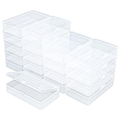 19 Pack Rectangular Clear Plastic Storage Containers | Hinged Lid, For Beads and Small Craft Items, 5.7 x 3.35 x 1.38 inch - size: 5.7 x 3.35 x 1.38 inch