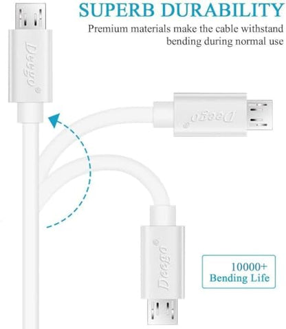 DEEGO Micro USB Cable,15Ft Extra Long Charger Cable Fit PS4 Controller | Enduring Android Charging Cord Compatible with Samsung Galaxy S7 Edge S6, Note 5, Moto G5, Android Phone, Kindle Fire, White - color: White