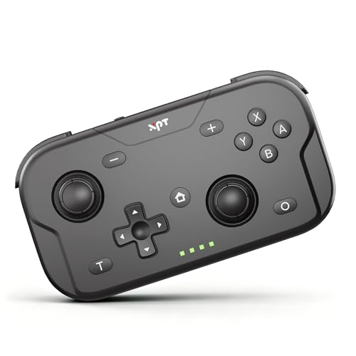 XPT Portable Mini Controller for Nintendo Switch 2/Switch 1/PC/iOS/Android/Steamdeck, Joystick Lift and Down Design,Wireless Bluetooth & Wired Gamepad with Turbo Function, 6-Axis Gyro, HD Vibration & 3D Joysticks, Home Button Wake-Up(black) - color: black