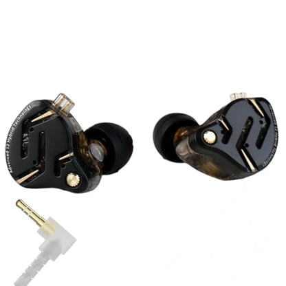 KZ ZS12 PRO 2 in Ear Monitor Headphones, 5BA+1DD 6 Hybrid Driver Gaming Earbuds Wired Earphones, HiFi Clarity Sound Immersive Bass IEMs for Gaming Musician Singer Audiophile (Black without Microphone) - color: Dark, style: without mic