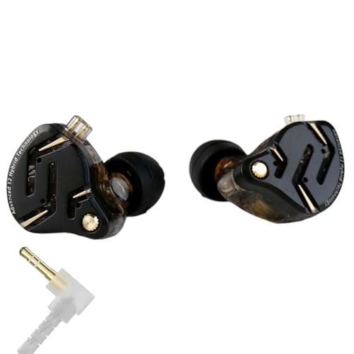 KZ ZS12 PRO 2 in Ear Monitor Headphones, 5BA+1DD 6 Hybrid Driver Gaming Earbuds Wired Earphones, HiFi Clarity Sound Immersive Bass IEMs for Gaming Musician Singer Audiophile (Black without Microphone) - color: Dark, style: without mic