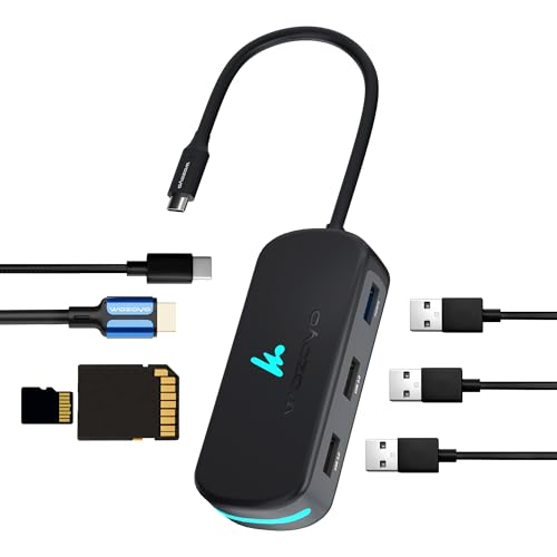 Type C 7 in 1 Wozoyo Docking Station with USB 5Gbps (3.2 Gen 1), 2XUSB 2.0, 4K@60Hz HDMI, SD & TF Card Reader, PD 100W, USB-C Hub, Compatible with Thunderbolt 4, macOS, Windows, Android & iOS - style: 7-in-1