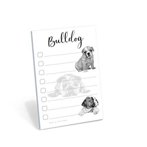Bulldog Puppies Sticky to Do List Notepad - Bulldog Stationary School Supplies for Bulldog Mom | Bulldog Gifts for Bulldog Lovers | 4" x 6" 50 Pages - size: Bulldog