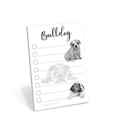 Bulldog Puppies Sticky to Do List Notepad - Bulldog Stationary School Supplies for Bulldog Mom | Bulldog Gifts for Bulldog Lovers | 4" x 6" 50 Pages - size: Bulldog