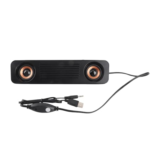ASHATA Wired Soundbar, 3W USB HiFi 360 Degree Stereo Desktop Speaker with Subwoofer, Home Theater Surround Sound System for TV, Gaming, Projector