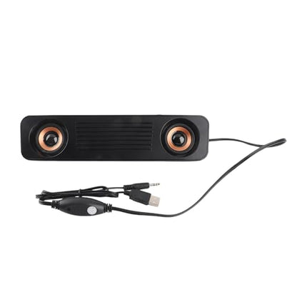 ASHATA Wired Soundbar, 3W USB HiFi 360 Degree Stereo Desktop Speaker with Subwoofer, Home Theater Surround Sound System for TV, Gaming, Projector