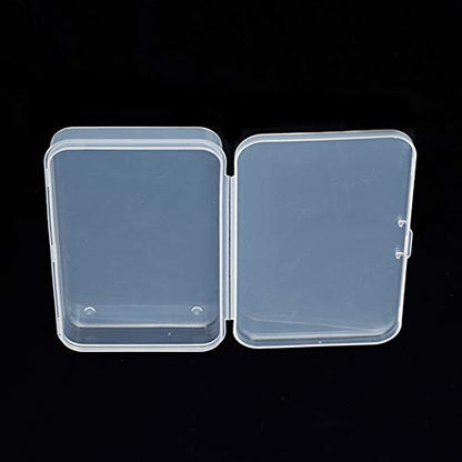AKOAK Clear Polypropylene Rectangle Mini Storage Containers Box with Hinged Lid for Card,Accessories,Crafts,Learning Supplies,Screws,Drills,Battery,4.8" x 2.9" x 0.67",Pack of 4 | For Card, Accessories, Crafts, Learning Supplies, Screws, Drills, Battery